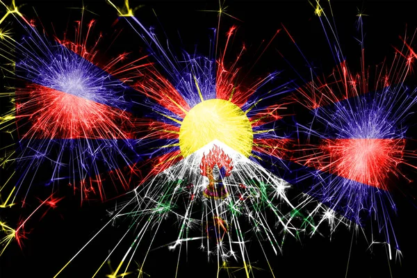 Tibet Vuurwerk Mousserend Vlag Nieuwjaar Kerstmis Nationale Dag Concept — Stockfoto