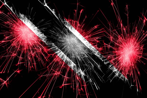Trinidad and Tobago fireworks sparkling flag. New Year, Christmas and National day concept