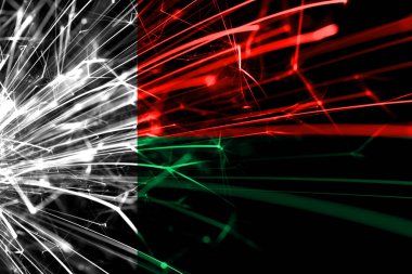 Madagaskar soyut havai fişek bayrak köpüklü. Yeni yıl, yılbaşı ve ulusal gün kavramı