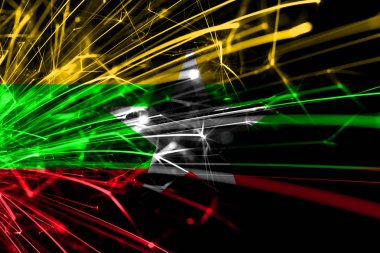 Myanmar soyut havai fişek bayrak köpüklü. Yeni yıl, yılbaşı ve ulusal gün kavramı