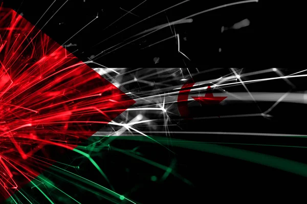 Sahrawi Abstrakte Feuerwerk Funkelnden Flagge Neujahr Weihnachten Und Nationalfeiertag — Stockfoto
