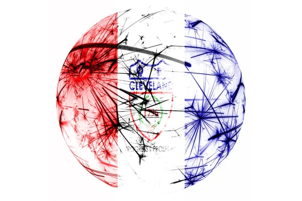 Cleveland Ohio Fogos Artifício Espumante Bola Bandeira Ano Novo Natal — Fotografia de Stock