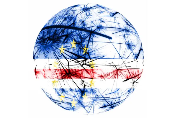 Kap Verde Fyrverkerier Mousserande Flagga Bollen Nytt Jul Och National — Stockfoto