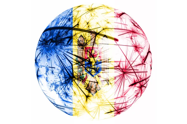 Moldavien Fyrverkerier Mousserande Flagga Bollen Nytt Jul Och National Dag — Stockfoto