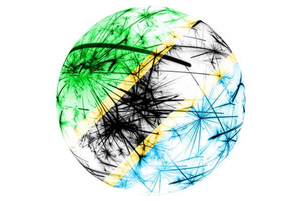 Tanzania Vuurwerk Mousserend Vlag Bal Kerstmis Nieuwjaar Nationale Dag Ornament — Stockfoto