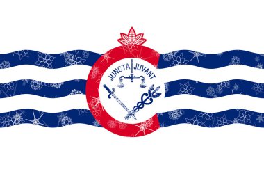 Cincinnati, Ohio kış kar taneleri arka plan bayrak. Amerika Birleşik Devletleri