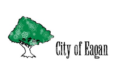 Eagan, Minnesota kış kar taneleri arka plan bayrak. Amerika Birleşik Devletleri