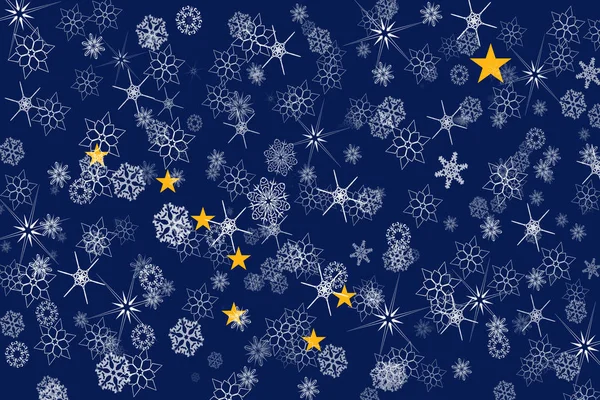Alaska Winter Schneeflocken Flagge Hintergrund. Vereinigte Staaten von Amerika — Stockfoto