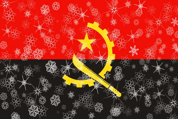 Флаг зимних снежинок Анголы — стоковое фото