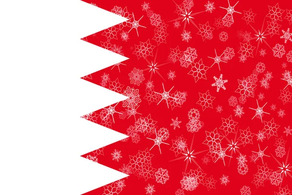 Σημαία του Μπαχρέιν χειμώνα νιφάδες χιονιού — Φωτογραφία Αρχείου