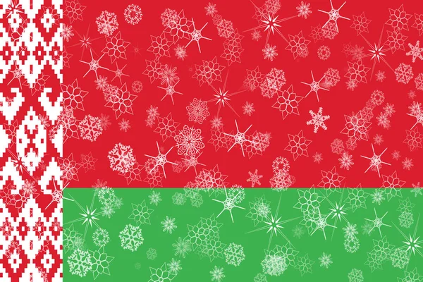 Biélorussie hiver flocons drapeau — Photo