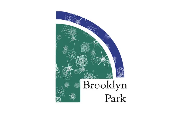 Brooklyn Park, Minnesota winter snowflakes flag background. United States of America — Stock Photo, Image