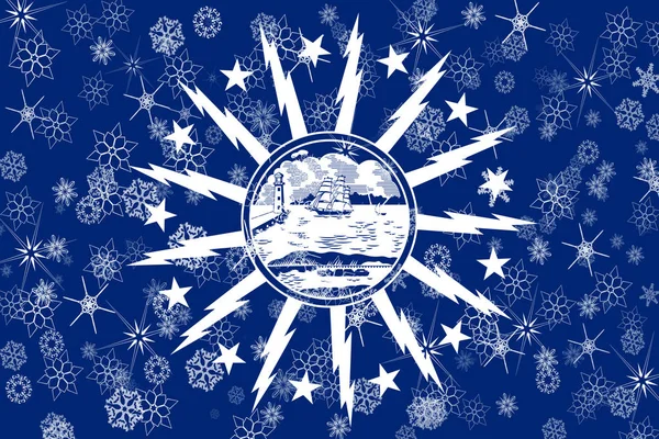 Buffalo, New York winter snowflakes flag background. United States of America — Stock Photo, Image