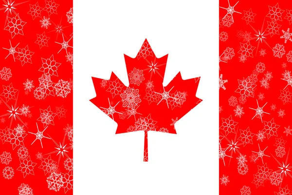 Canada winter snowflakes flag — Stock Photo, Image