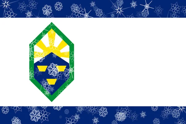 Colorado Springs, Colorado winter snowflakes flag background. United States of America