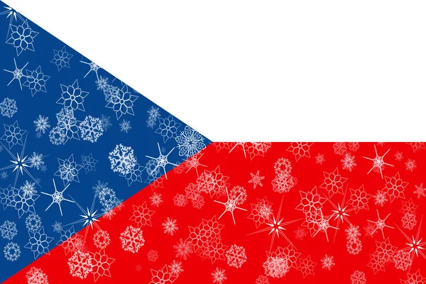 Drapeau flocons de neige d'hiver République tchèque — Photo