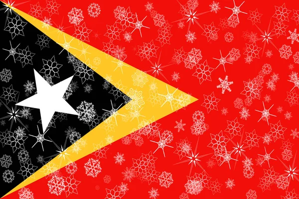 Σημαία του Ανατολικού Τιμόρ χειμώνα νιφάδες χιονιού — Φωτογραφία Αρχείου