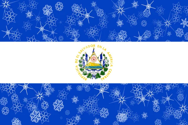 El Salvador winter snowflakes flag — Stock Photo, Image