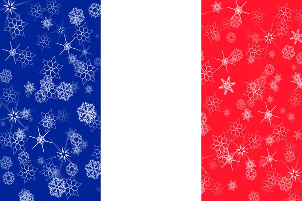 Frankreich Winter Schneeflocken Flagge — Stockfoto