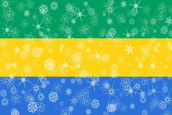 Gabão inverno flocos de neve bandeira — Fotografia de Stock