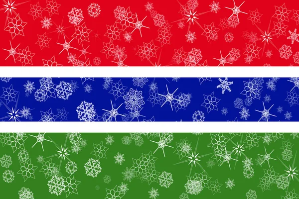 Gambia invierno copos de nieve bandera —  Fotos de Stock