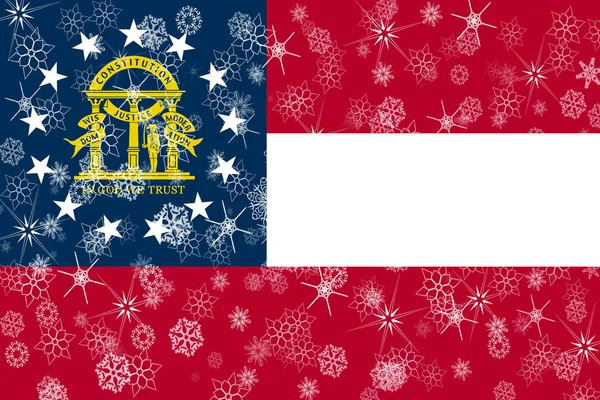 Flocos de neve de inverno Geórgia bandeira fundo. Estados Unidos da América — Fotografia de Stock