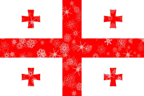 Georgien vinter snöflingor flagga — Stockfoto