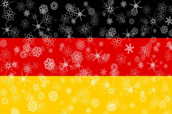 Deutschland Winter Schneeflocken Flagge — Stockfoto