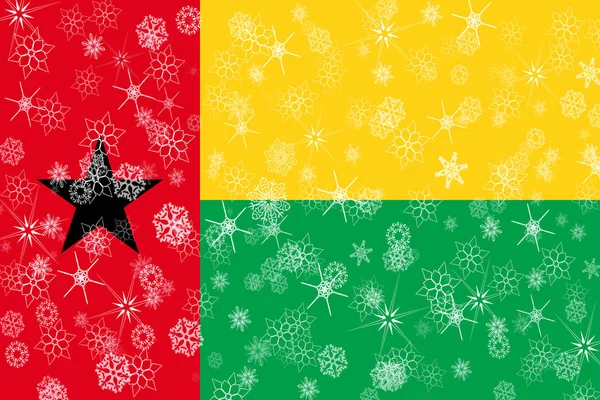Σημαία της Γουινέας Μπισάου χειμώνα νιφάδες χιονιού — Φωτογραφία Αρχείου