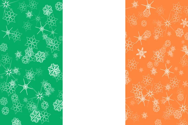 Ireland winter snowflakes flag — Stock Photo, Image