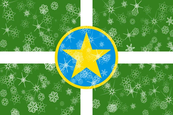 Jackson, mississippi winter snowflokes flag background. Vereinigte Staaten von Amerika — Stockfoto