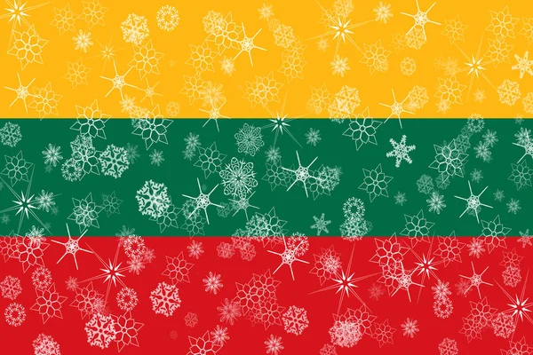 Litauen Winter Schneeflocken Flagge — Stockfoto