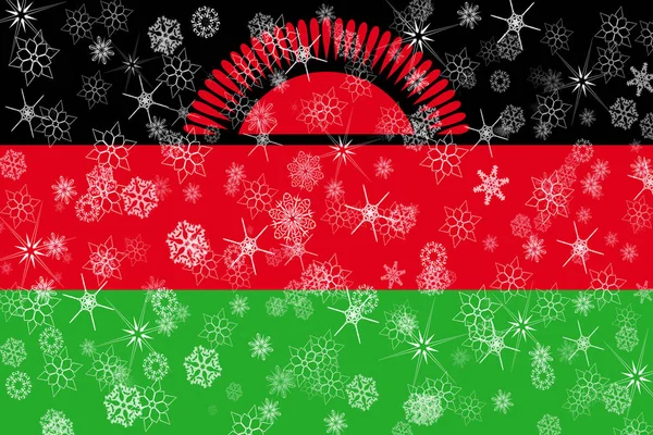 Malawi téli hópelyhek zászló — Stock Fotó
