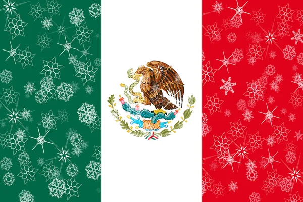 México invierno copos de nieve bandera — Foto de Stock