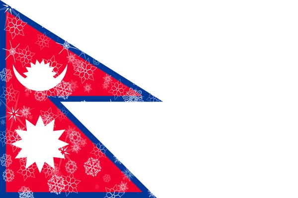 Nepal winter snowflakes flag — Stock Photo, Image