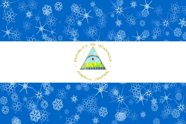 Nicaragua invierno copos de nieve bandera — Foto de Stock