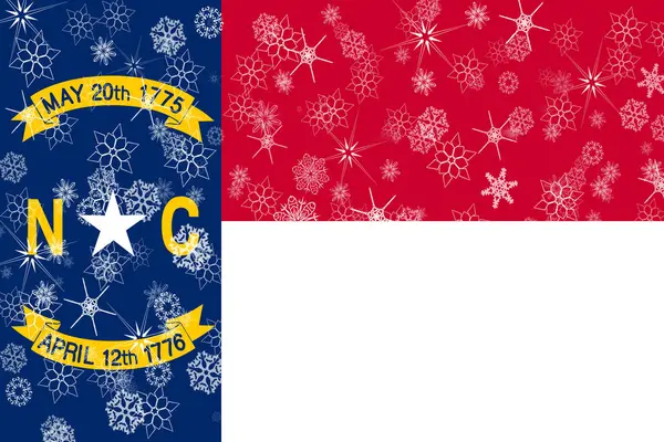 北卡罗莱纳州冬季雪花国旗背景。美利坚合众国 a/ — 图库照片