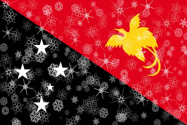 Bandeira de flocos de neve de inverno Papua-Nova Guiné — Fotografia de Stock