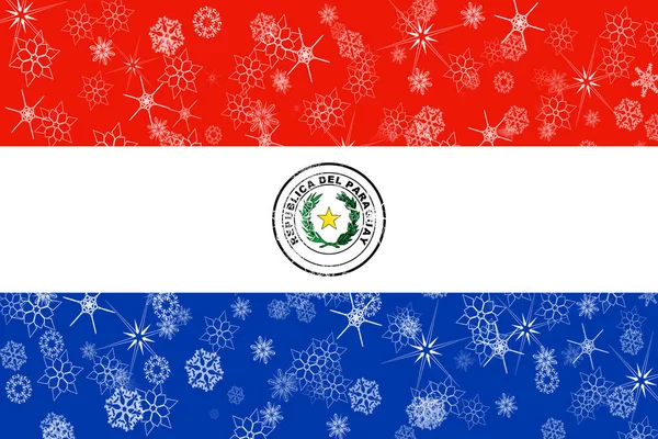 Paraguay winter snowflakes flag