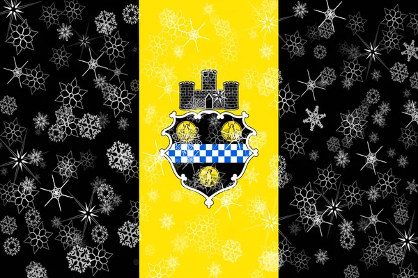 Pittsburgh, Pennsylvania winter snowflakes flag background. United States of America — Stock Photo, Image