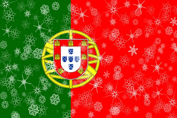 Flaga Portugalii płatki śniegu zima — Zdjęcie stockowe