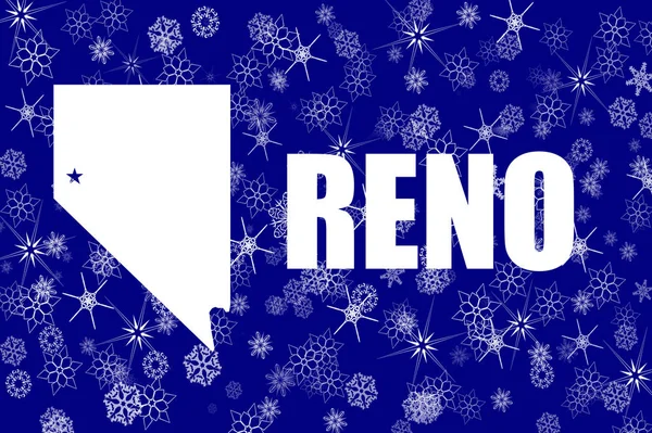 Reno, Nevada winter sneeuwvlokken vlag achtergrond. Verenigde Staten van Amerika — Stockfoto