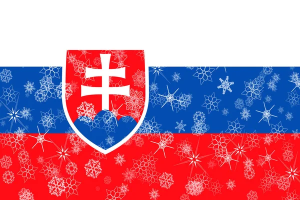 Slovakien vinter snöflingor flagga — Stockfoto