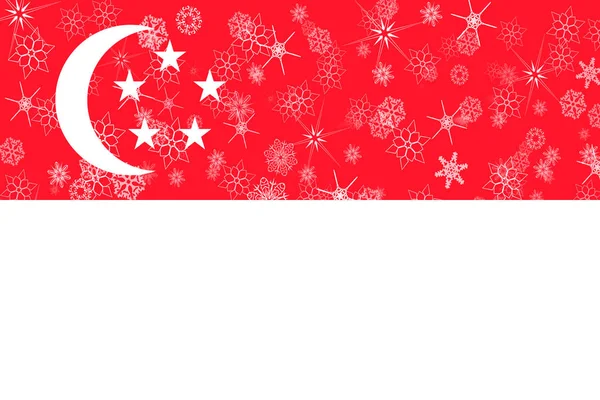 Vlag van Singapore winter sneeuwvlokken — Stockfoto