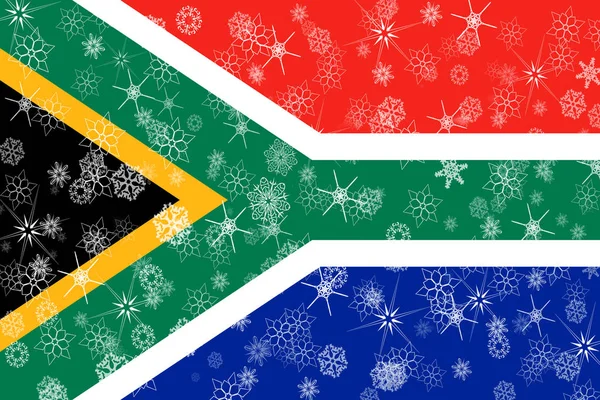 Sudafrica bandiera fiocchi di neve invernali — Foto Stock