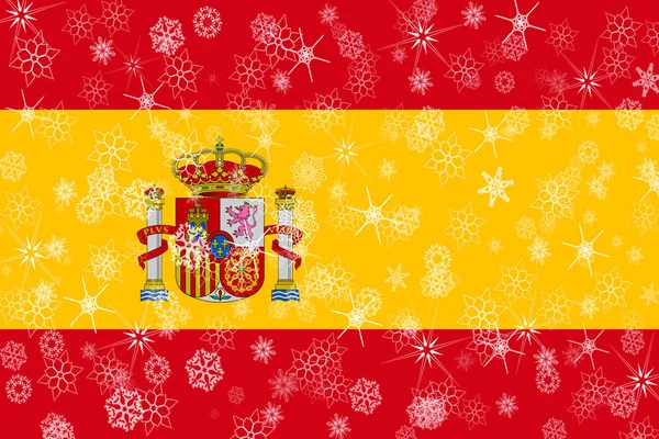 Σημαία Ισπανίας χειμώνα νιφάδες χιονιού — Φωτογραφία Αρχείου