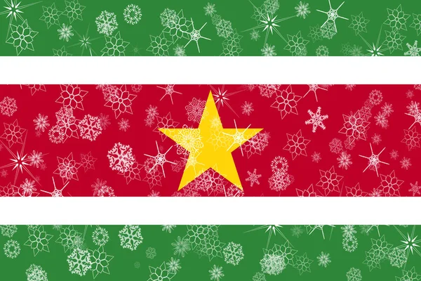 Surinam zimní vločky vlajka — Stock fotografie