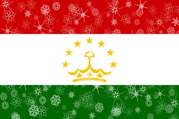 Tacikistan kış kar taneleri bayrak — Stok fotoğraf