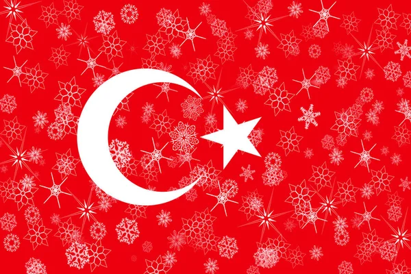 Turkiet vinter snöflingor flagga — Stockfoto