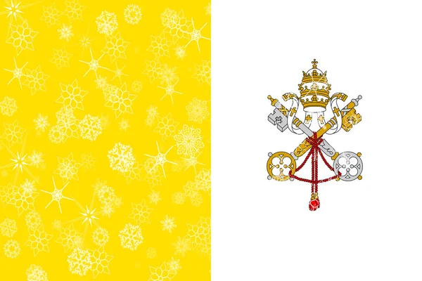 Vatican winter snowflakes flag — Stock Photo, Image